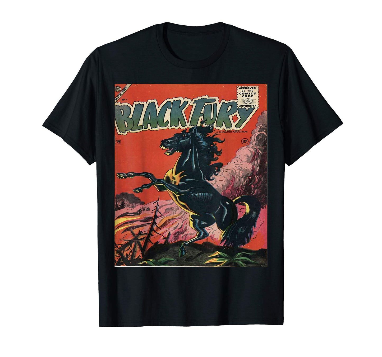 Black Fury Horse Western Cowboy T-Shirt - Aesthetic Graphic for Adults - T-Shirt, Sweatshirt, Hoodie