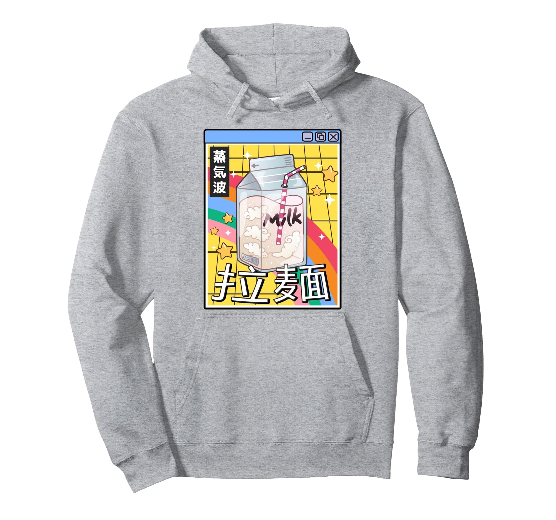 Japan Milk Carton Kawaii Grid Vaporwave Hoodie - Unique Graphic Unisex - T-Shirt, Sweatshirt, Hoodie