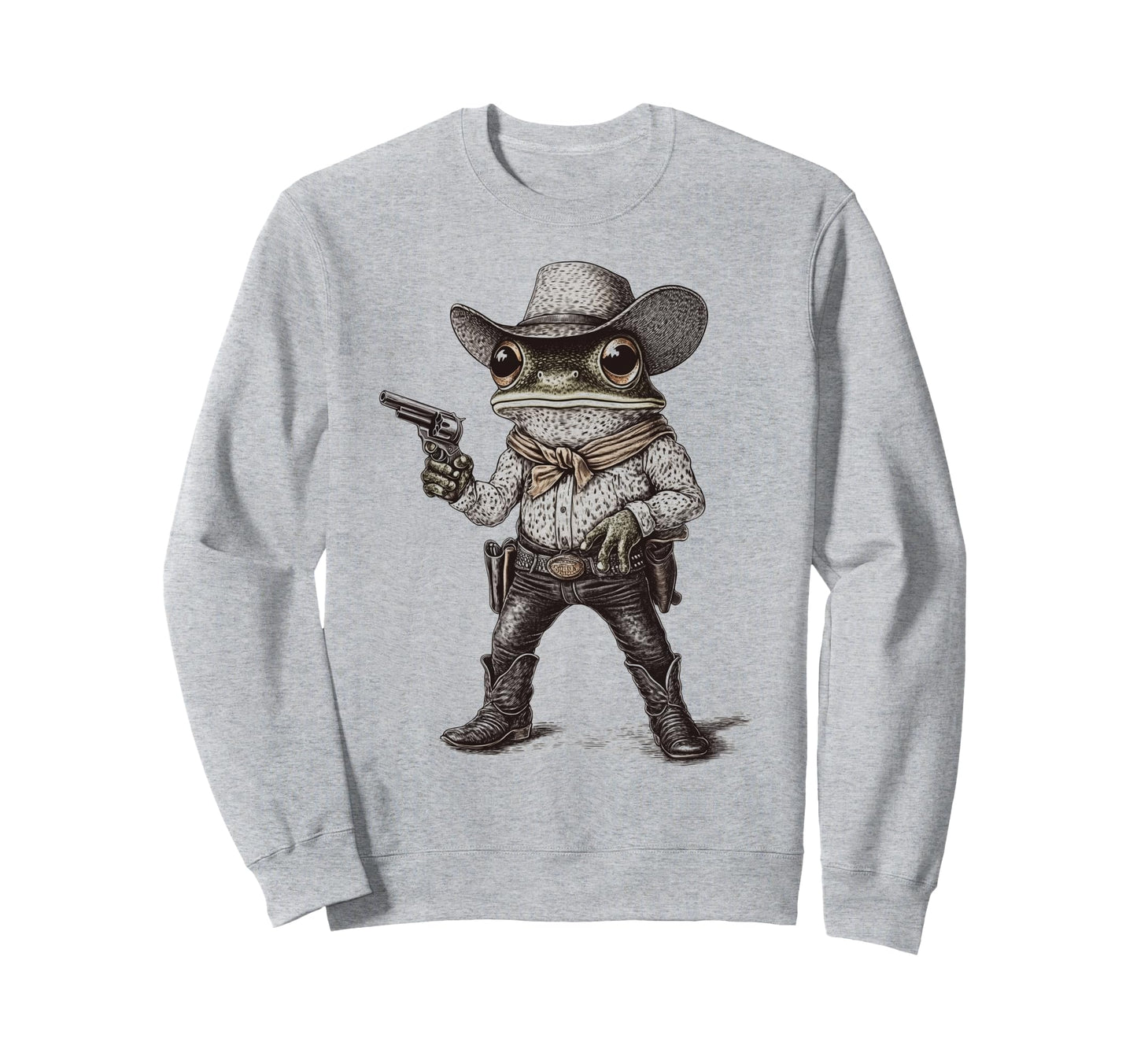 Frog Cowboy Hat Funny Western Frog Sweatshirt - Custom Art Print Unisex - T-Shirt, Sweatshirt, Hoodie