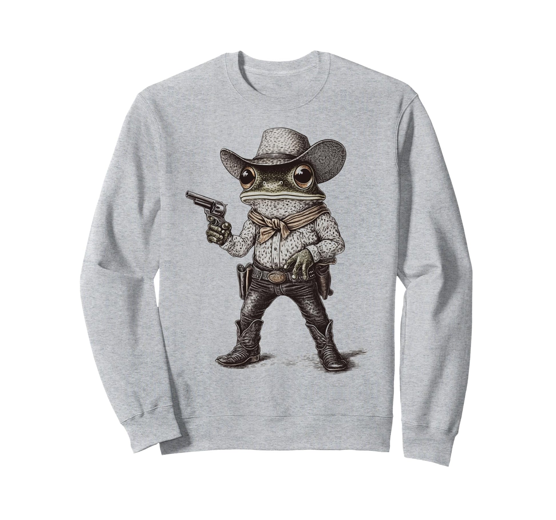 Frog Cowboy Hat Funny Western Frog Sweatshirt - Custom Art Print Unisex - T-Shirt, Sweatshirt, Hoodie