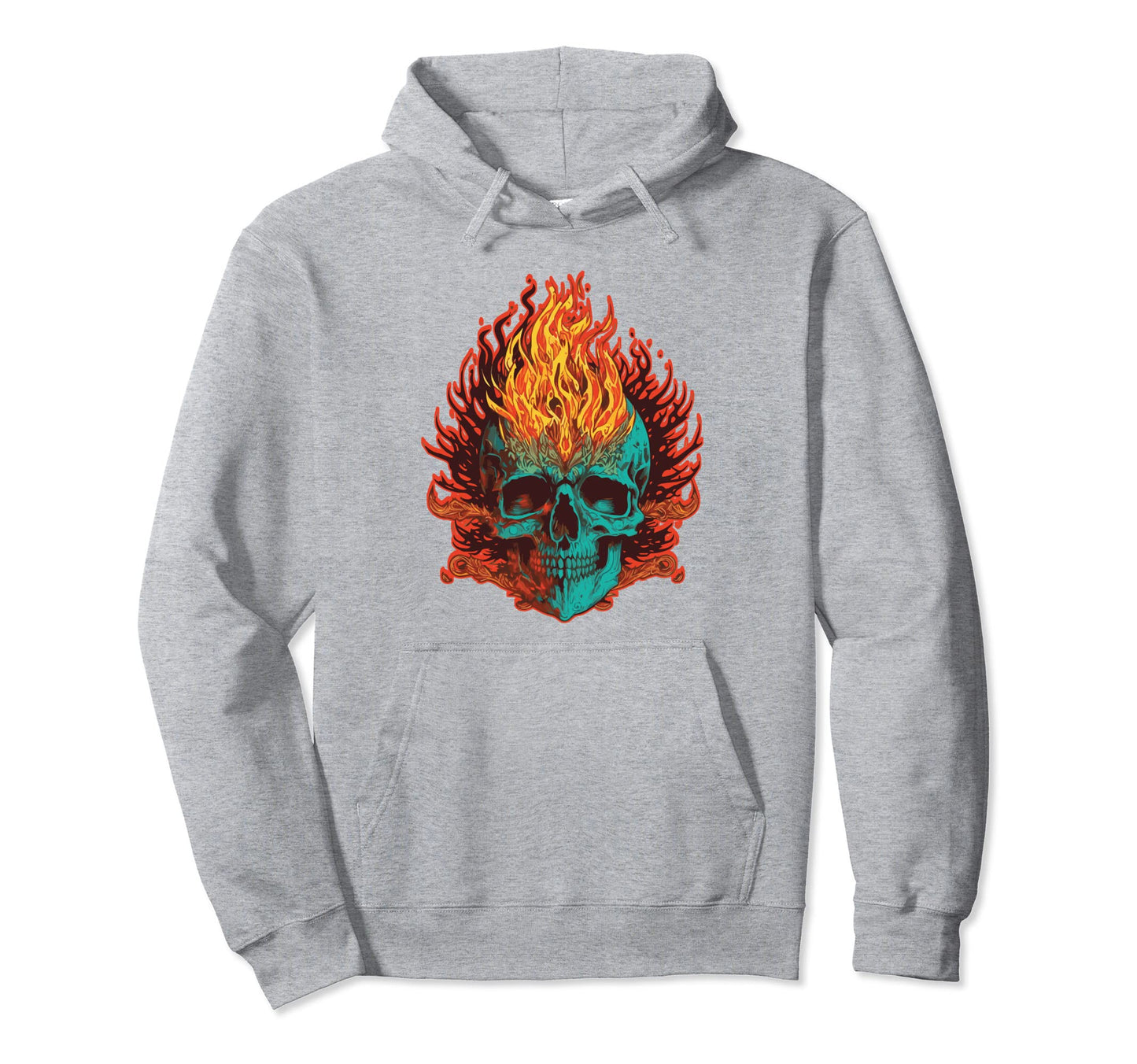 Fiery Flaming Skull Awesome Hoodie - Fun Novelty Design Men Women - T-Shirt, Sweatshirt, Hoodie