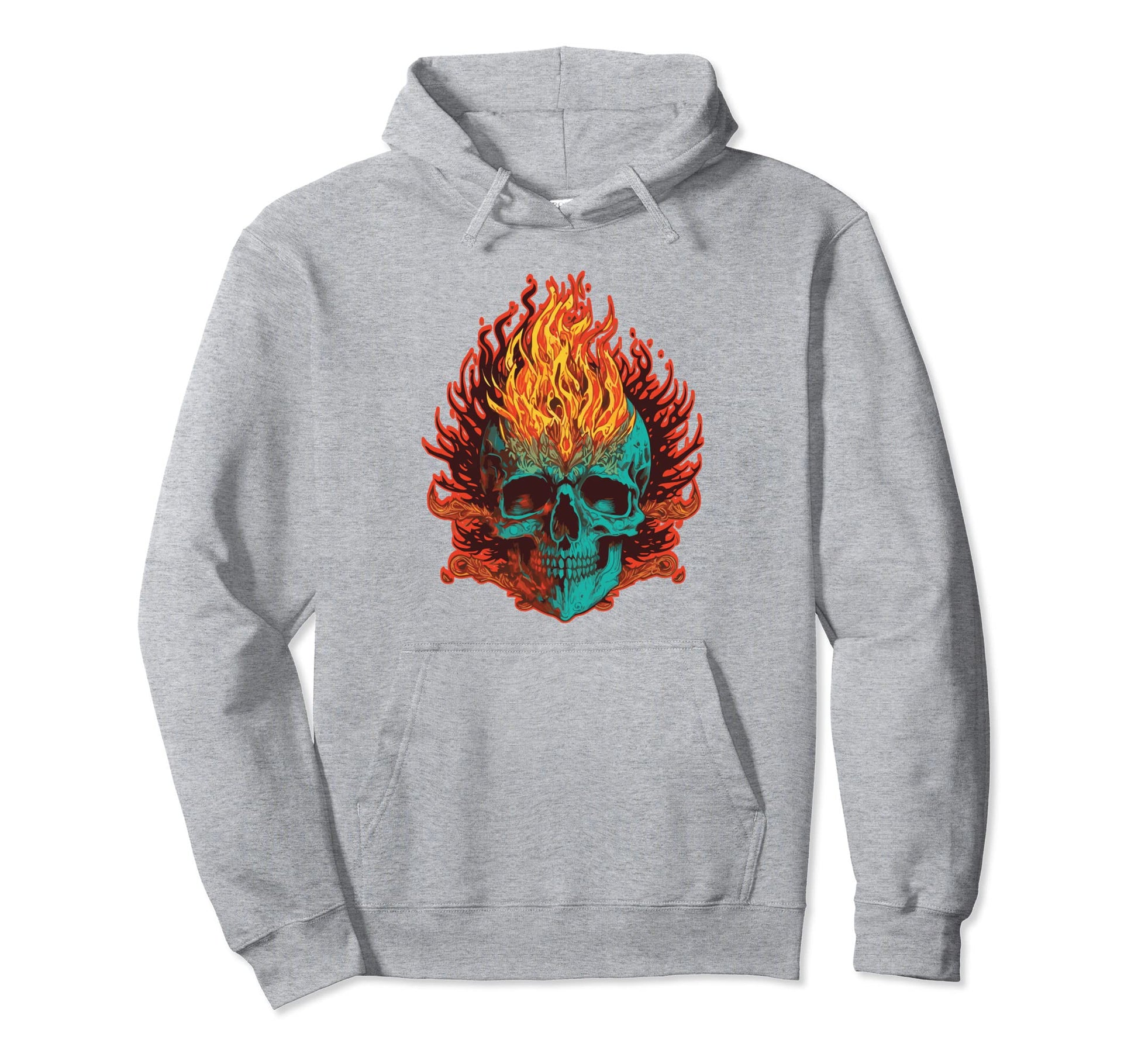 Fiery Flaming Skull Awesome Hoodie - Fun Novelty Design Men Women - T-Shirt, Sweatshirt, Hoodie