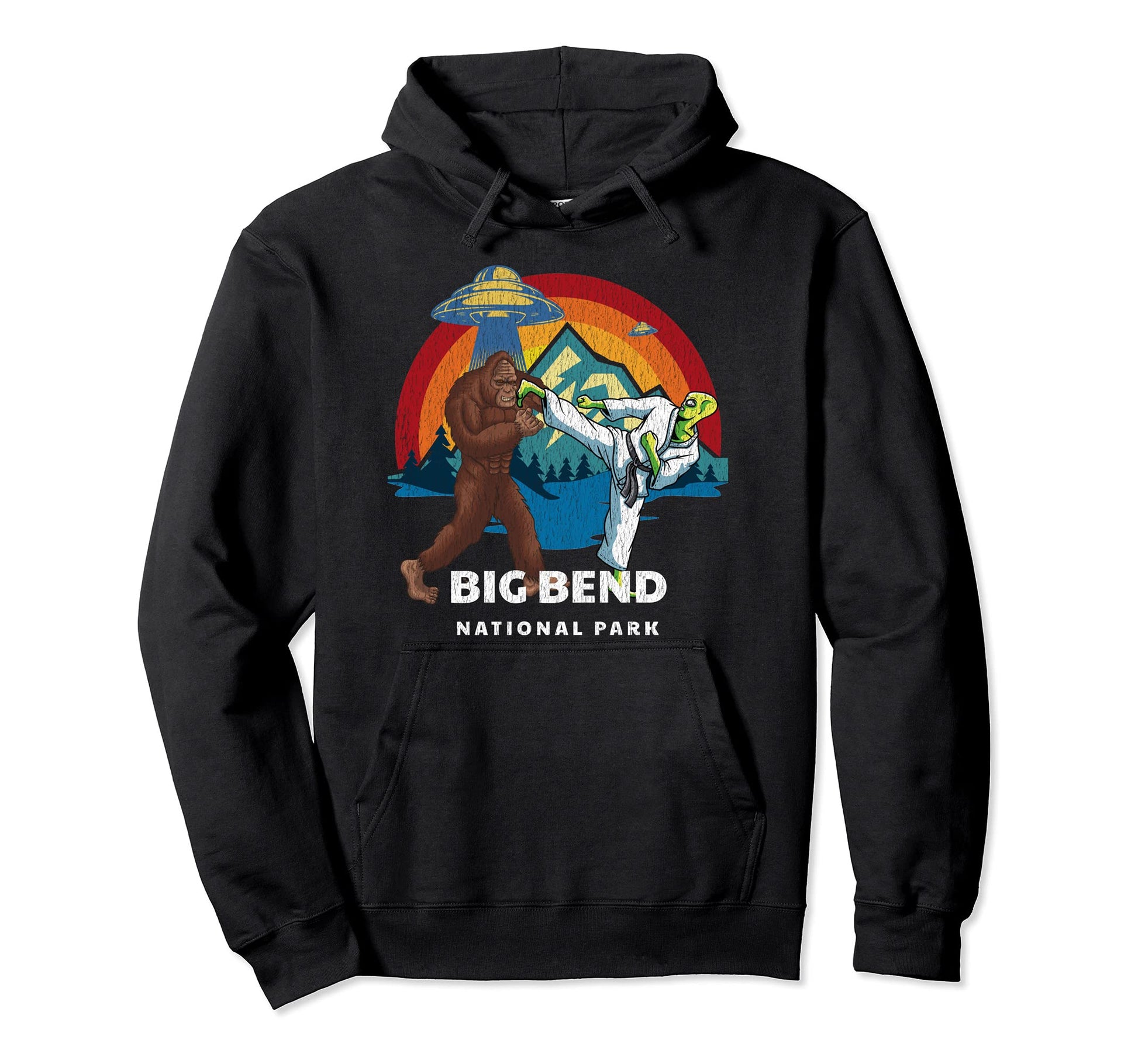 Big Bend National Park Bigfoot Alien Ufo Hoodie - Trendy Graphic for Adults - T-Shirt, Sweatshirt, Hoodie