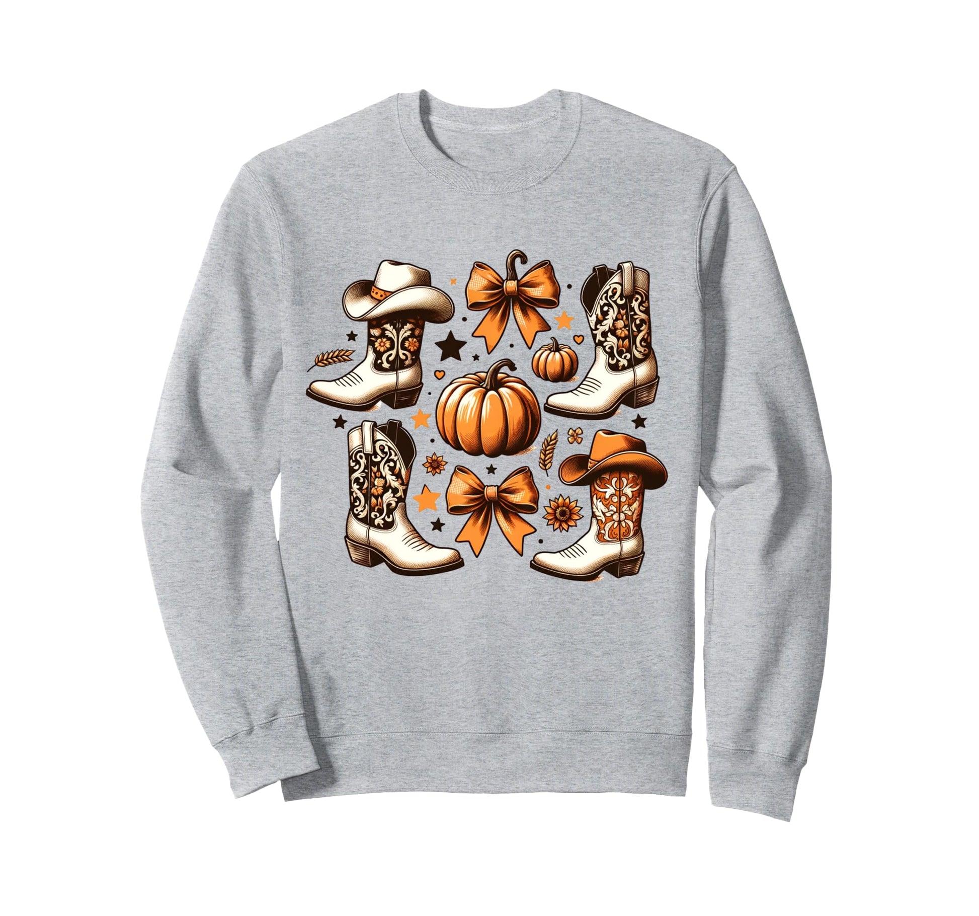 Fall Coquette Bow Pumpkin Western Sweatshirt - Streetwear Style Unisex - T-Shirt, Sweatshirt, Hoodie