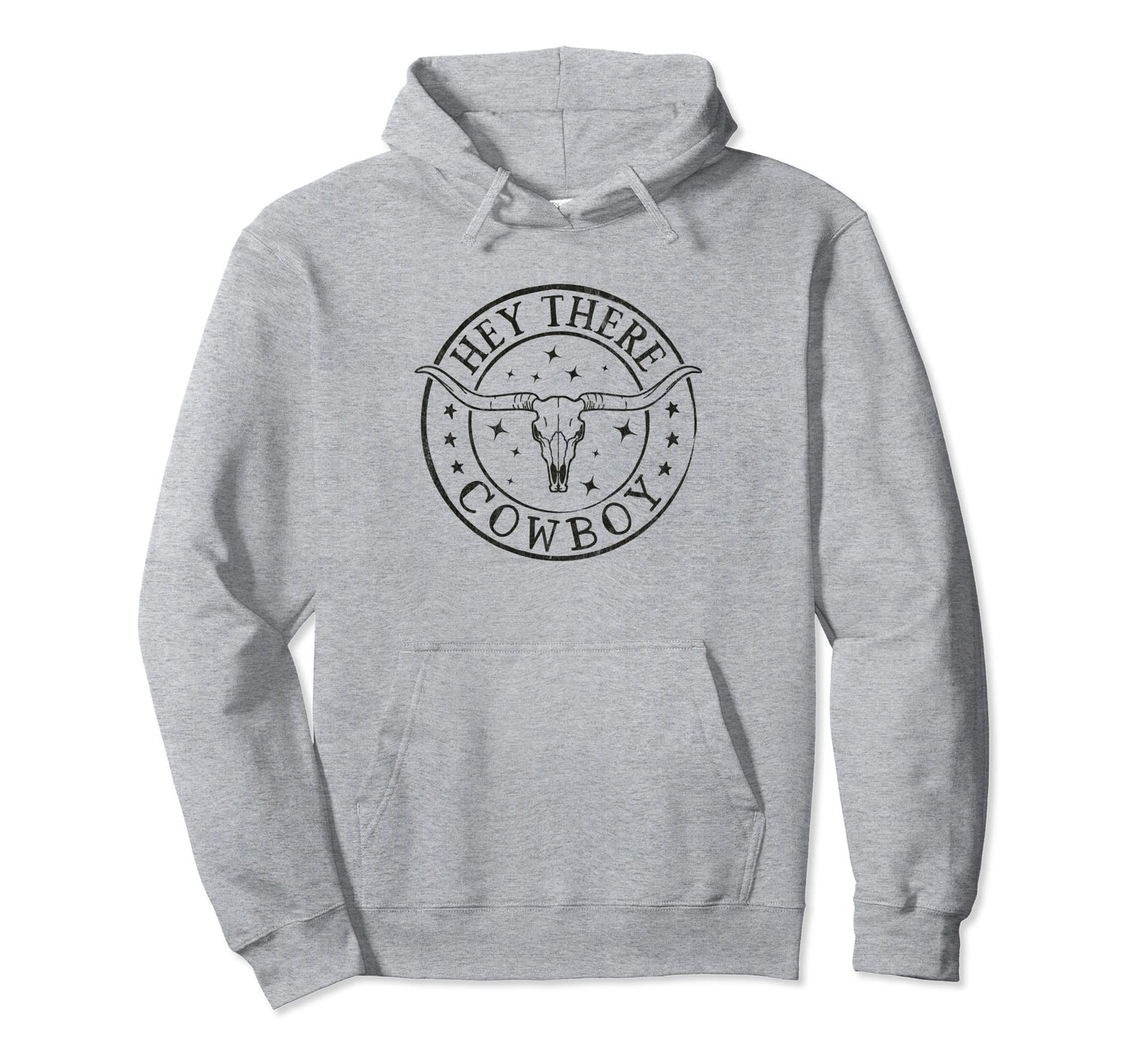 Hey There Cowboy Bull Skull Western Hoodie - Novelty Apparel for Adults - T-Shirt, Sweatshirt, Hoodie