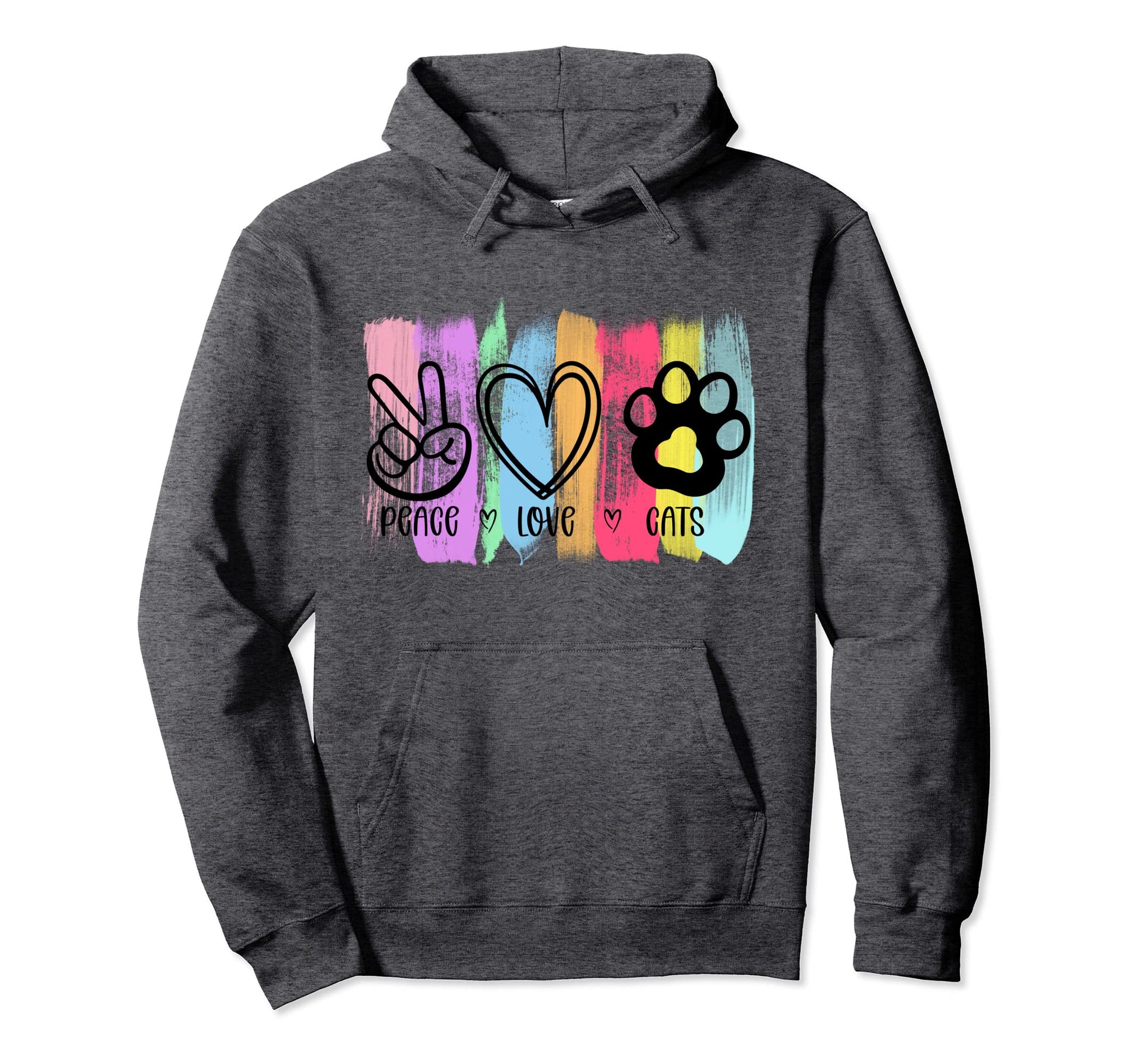 Peace Love Cats Hippy Hoodie - Fun Novelty Design Unisex - T-Shirt, Sweatshirt, Hoodie
