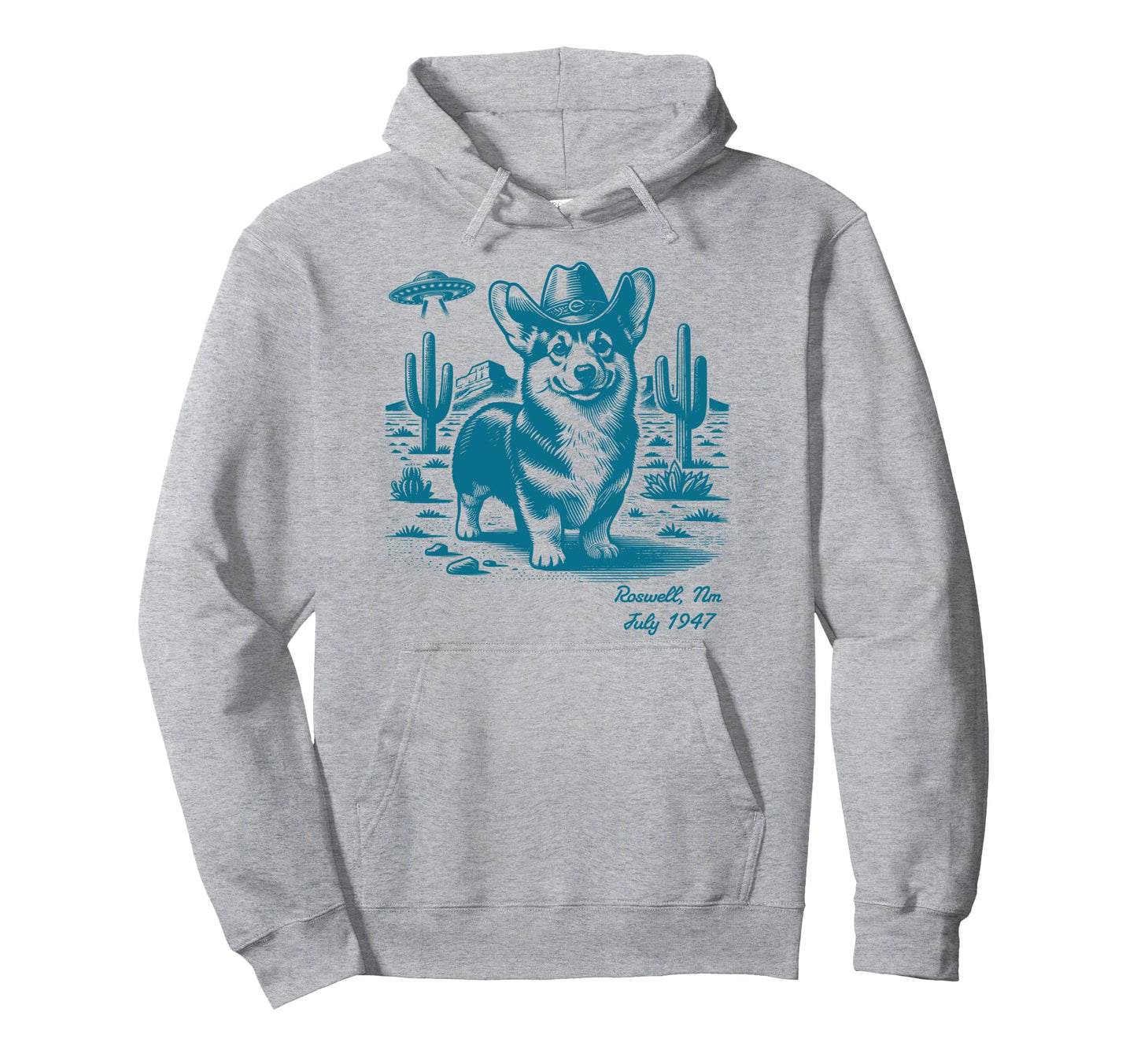 Corgi Cowboy Cowgirl Ufo Western Hoodie - Unique Graphic for Adults - T-Shirt, Sweatshirt, Hoodie