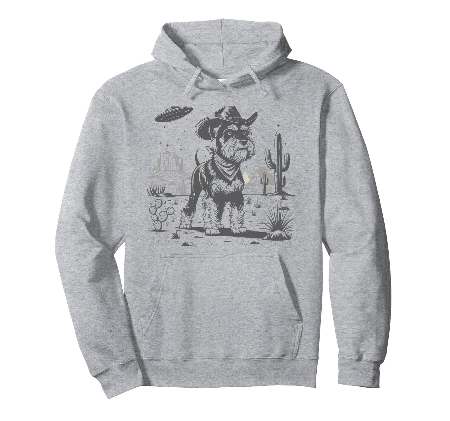 Schnauzer Schnauzer Ufo Western Hoodie - Unique Graphic Men Women - T-Shirt, Sweatshirt, Hoodie