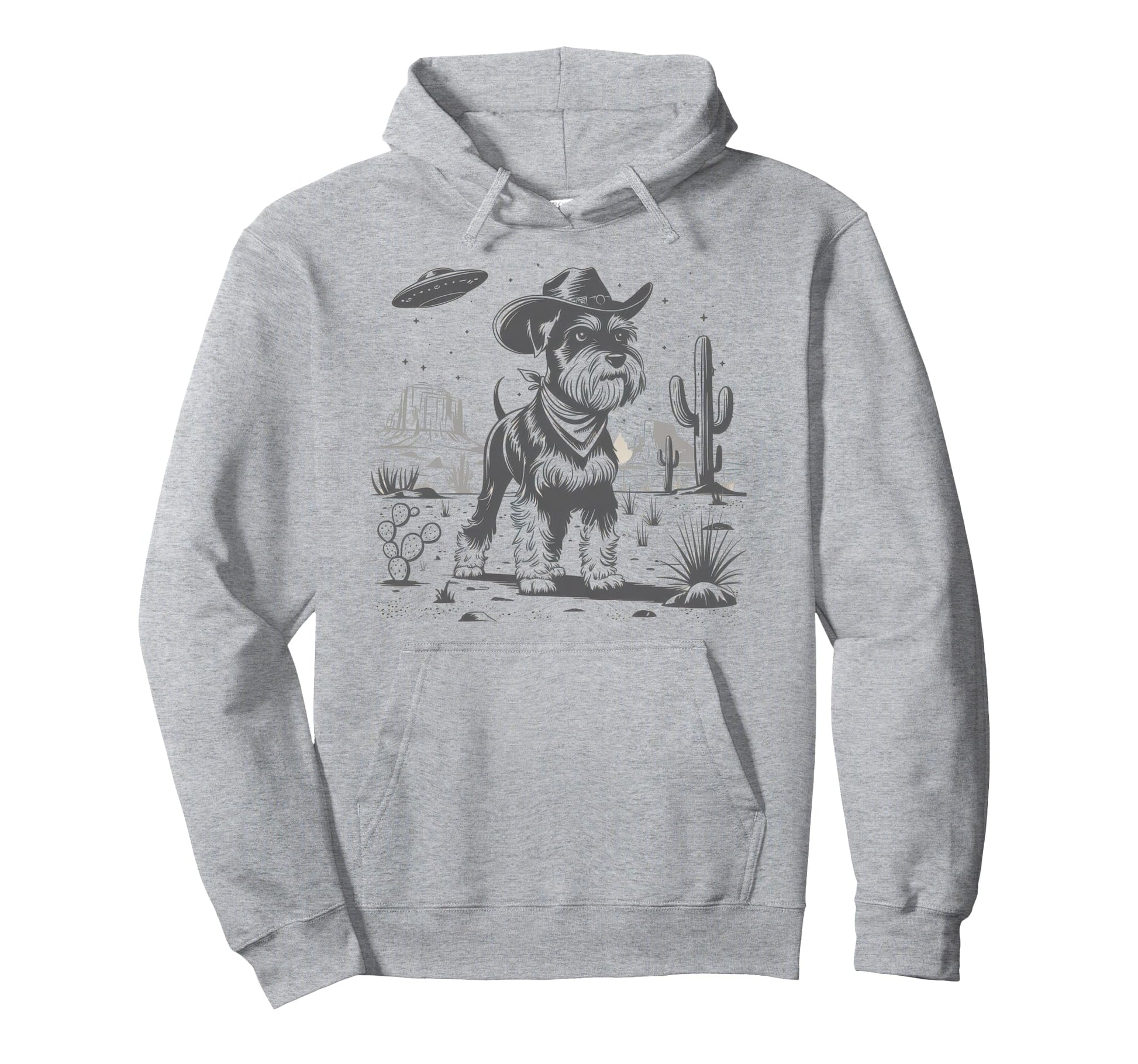 Schnauzer Schnauzer Ufo Western Hoodie - Unique Graphic Men Women - T-Shirt, Sweatshirt, Hoodie
