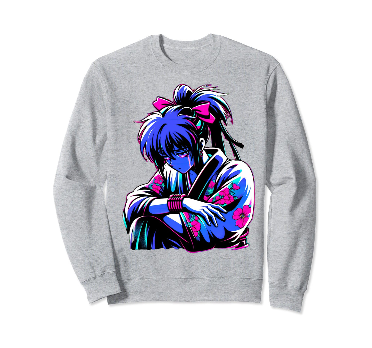 Sad Anime Japanese Vaporwave Sweatshirt - Casual Everyday Wear for Adults - T-Shirt, Sweatshirt, Hoodie