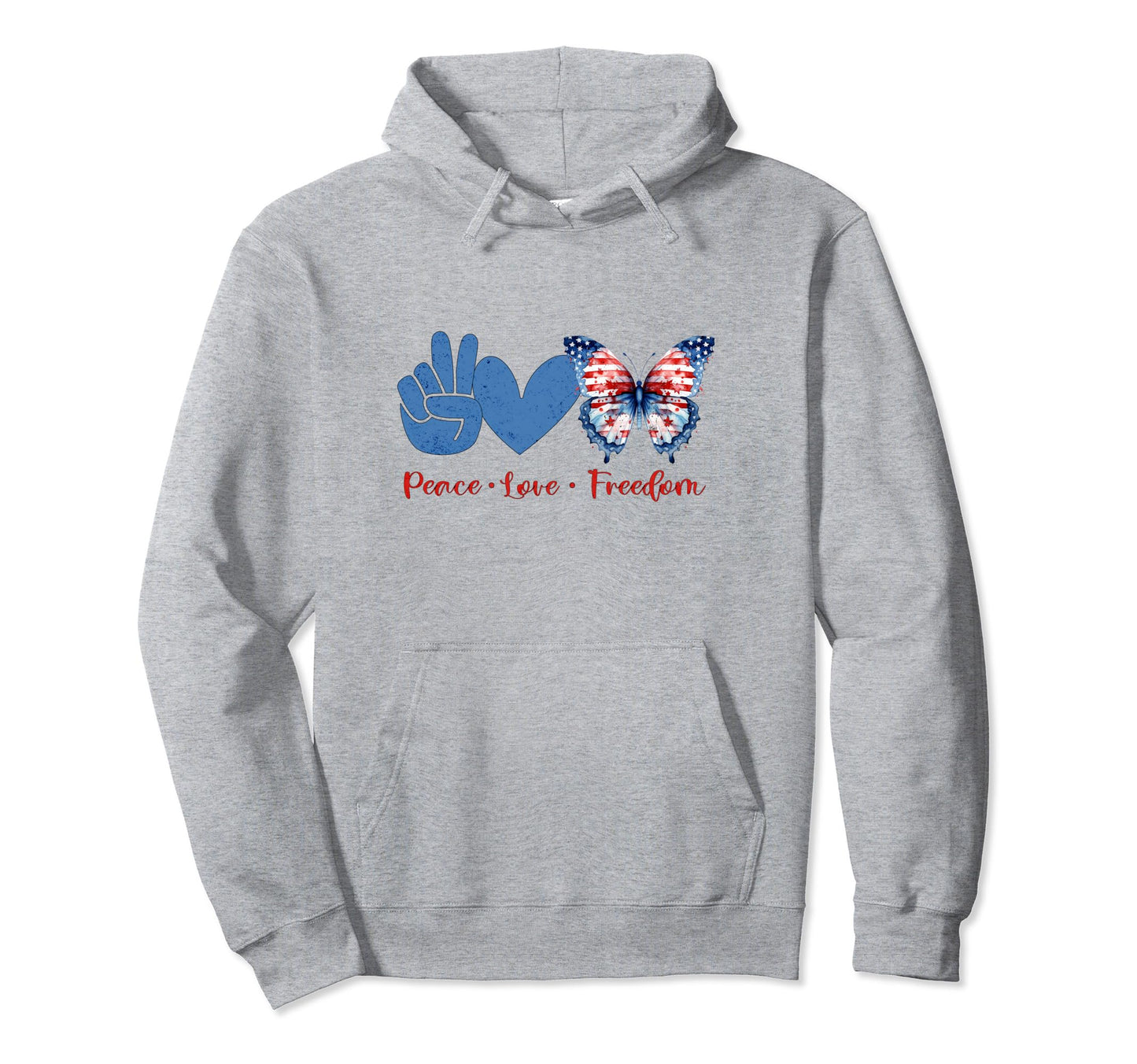 Patriotic Butterfly Artwork Love Hoodie - Fun Novelty Design Men Women - T-Shirt, Sweatshirt, Hoodie