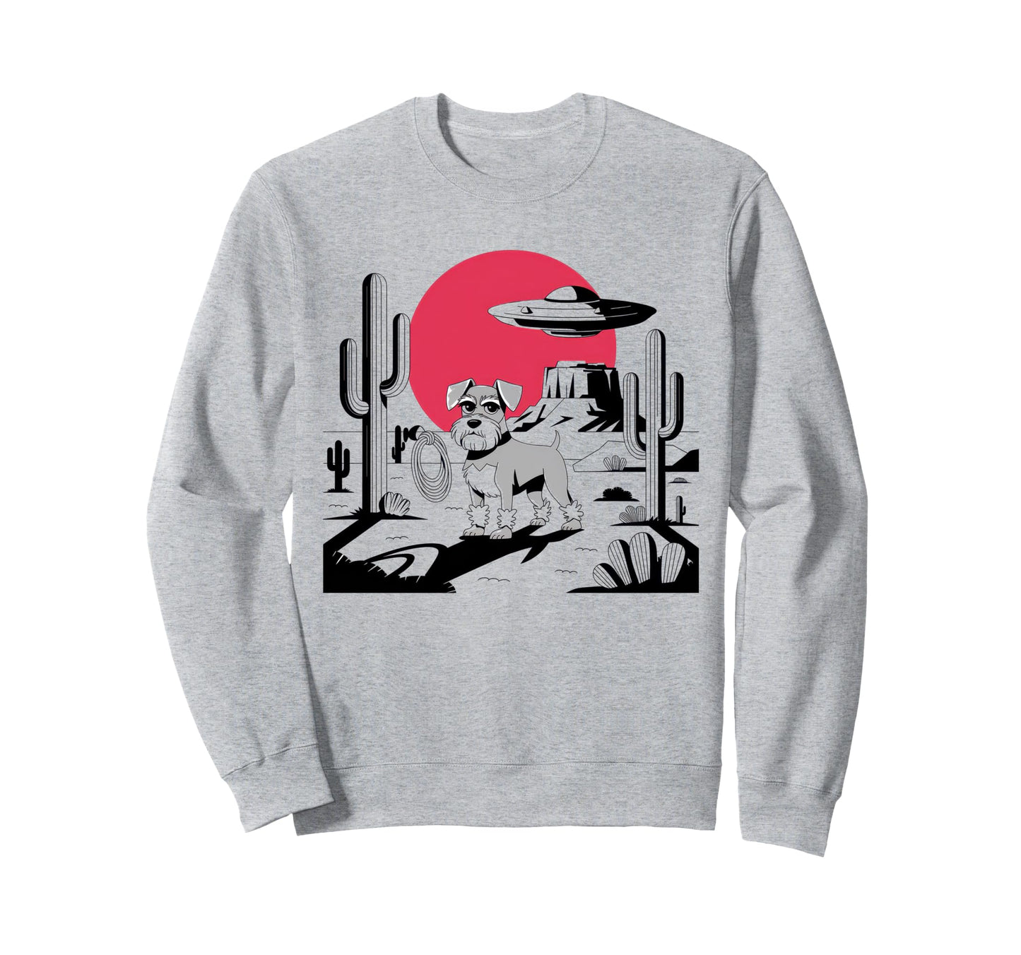 Schnauzer Schnauzer Ufo Western Sweatshirt - Graphic Print Unisex - T-Shirt, Sweatshirt, Hoodie