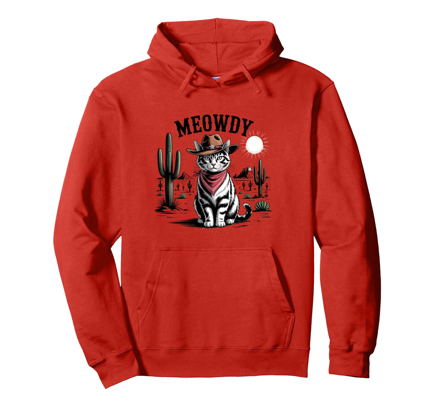 Meowdy Cat Western Country Funny Cowboy Cat Hoodie - Trendy Graphic Unisex - T-Shirt, Sweatshirt, Hoodie