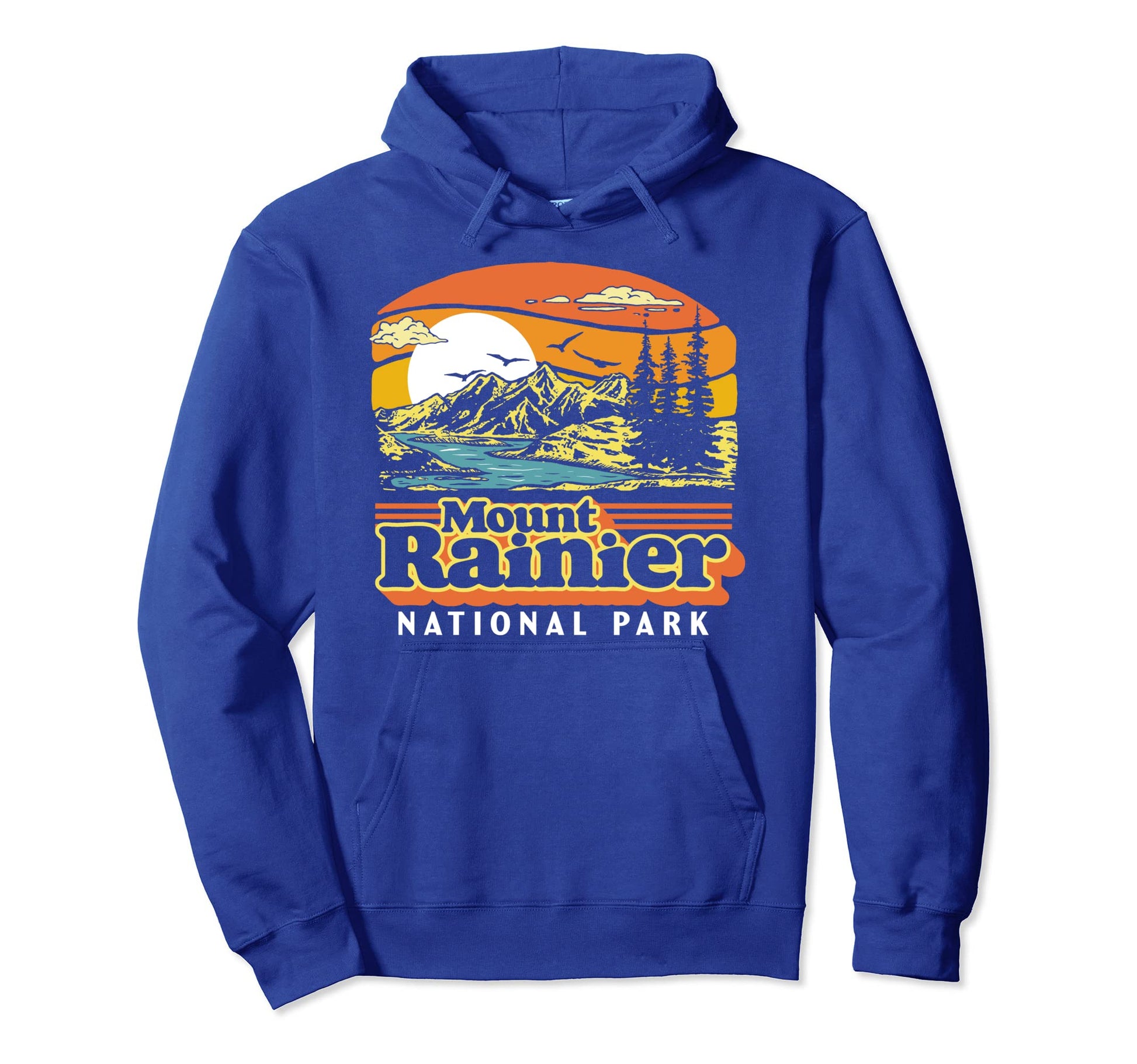 Mount Rainier National Park 80S Hoodie - Minimalist Print Men Women - T-Shirt, Sweatshirt, Hoodie