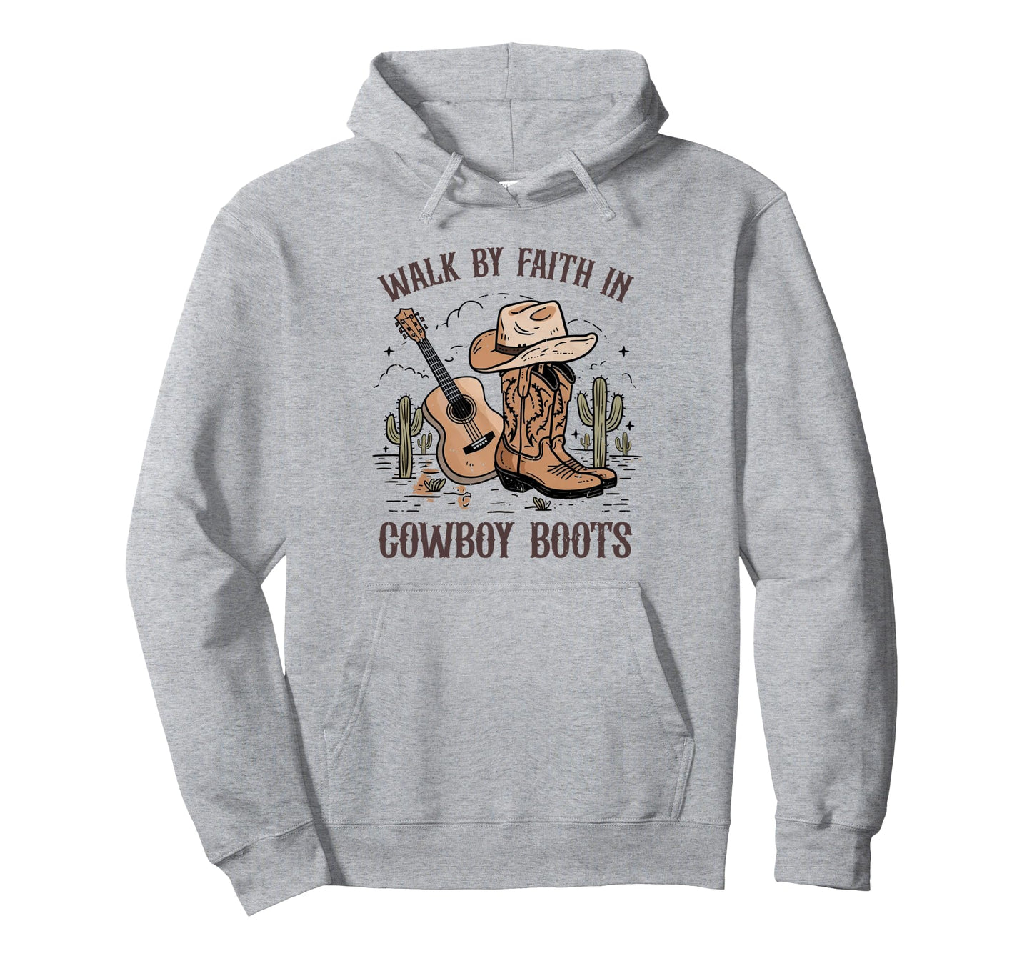 Walk Faith Cowboy Boots Hat Western Hoodie - Unique Graphic for Adults - T-Shirt, Sweatshirt, Hoodie