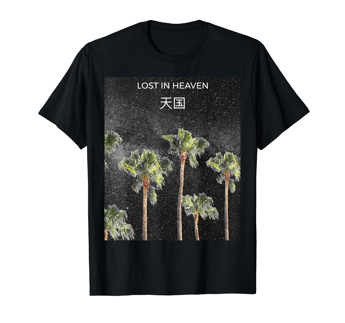 Aesthetic Vaporwave Palm Trees Kanji T-Shirt - Streetwear Style Men Women - T-Shirt, Sweatshirt, Hoodie