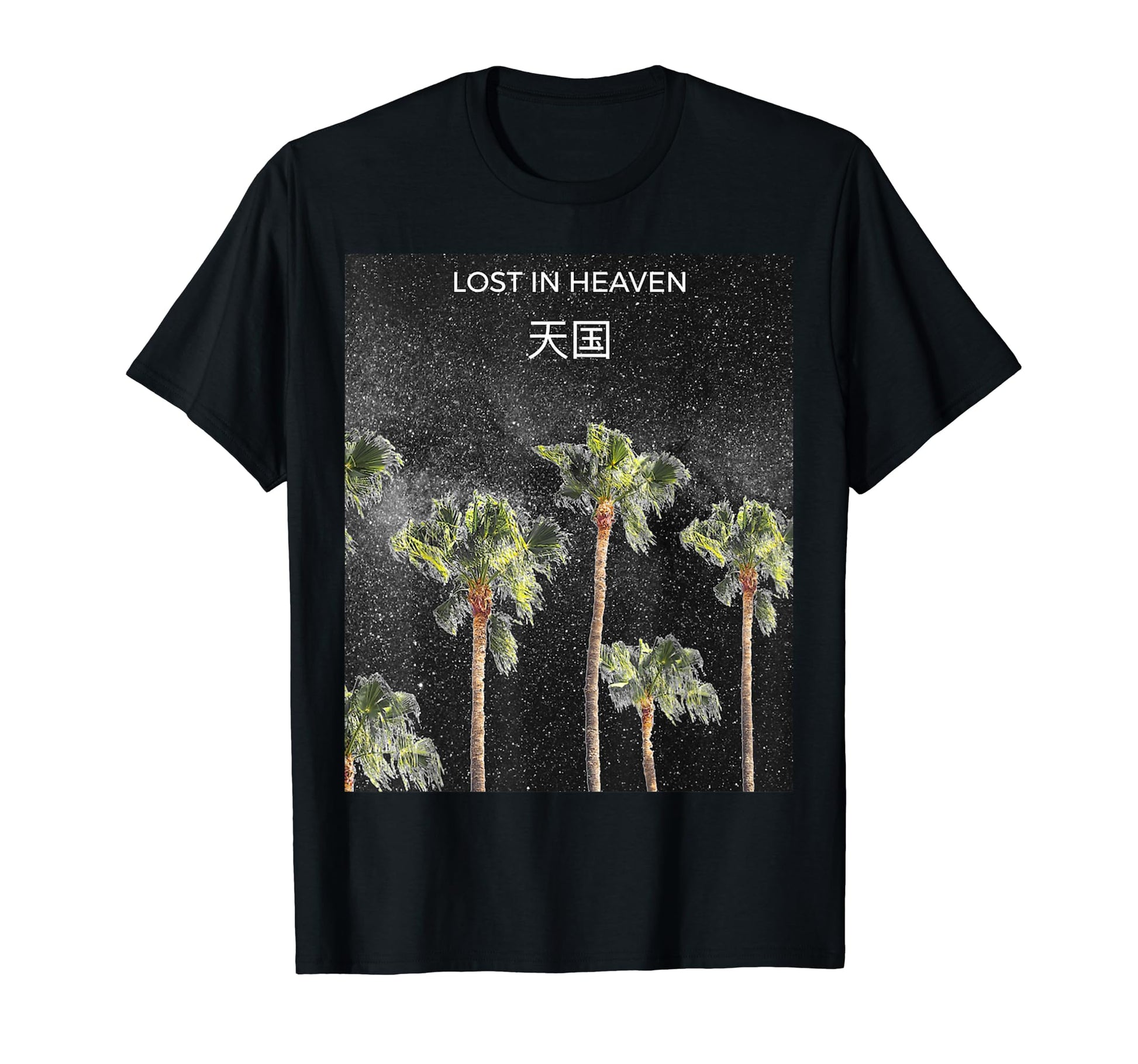 Aesthetic Vaporwave Palm Trees Kanji T-Shirt - Streetwear Style Men Women - T-Shirt, Sweatshirt, Hoodie