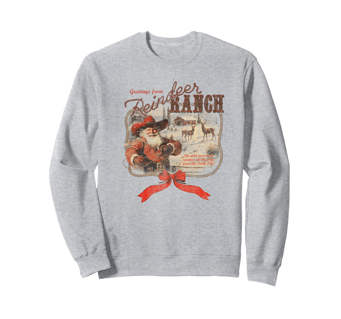 Greetings From Reindeer Ranch Sweatshirt - Aesthetic Graphic for Adults - T-Shirt, Sweatshirt, Hoodie