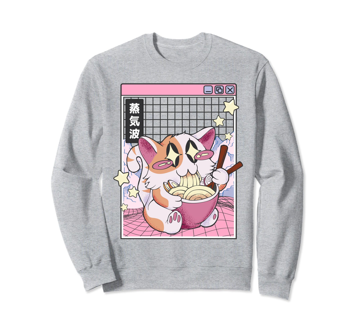 Cat Ramen Noodles Kawaii Sweatshirt - Fun Novelty Design for Adults - T-Shirt, Sweatshirt, Hoodie