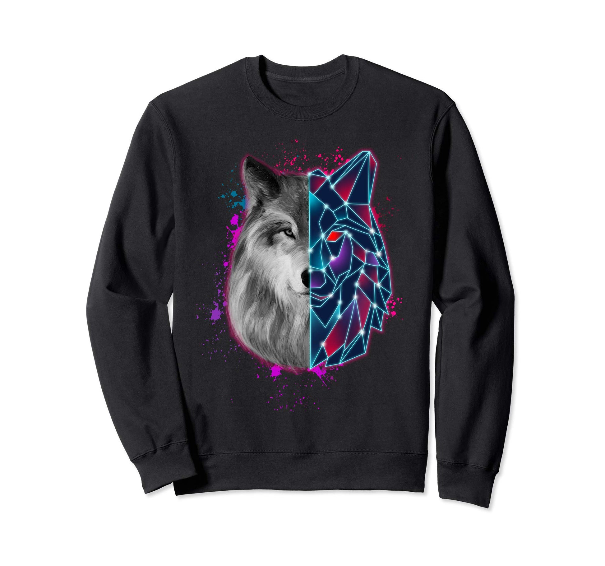 Vaporwave Wolf 80S 90S Japanese Sweatshirt - Aesthetic Graphic Men Women - T-Shirt, Sweatshirt, Hoodie