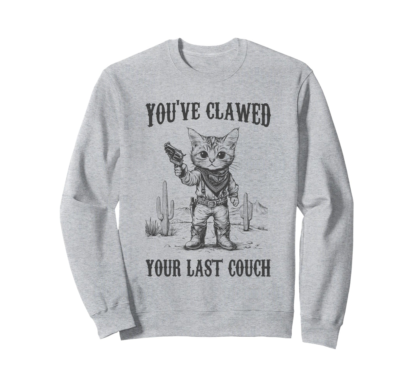 Cowboy Cat Wild West Outlaw Sweatshirt - Custom Art Print for Adults - T-Shirt, Sweatshirt, Hoodie