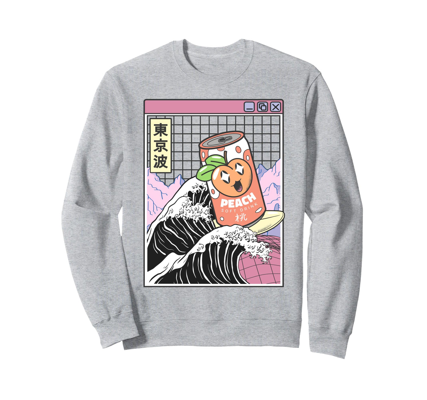 Peach Soda Surfing Kanagawa Wave Sweatshirt - Graphic Print Men Women - T-Shirt, Sweatshirt, Hoodie