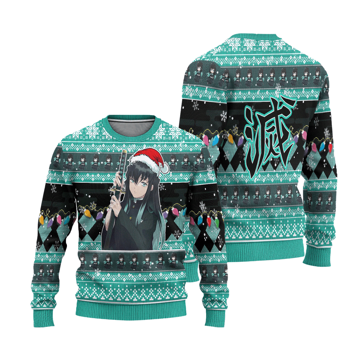 Muichiro Tokito Anime 3D Ugly Christmas Sweater - Holiday Gift product image 3