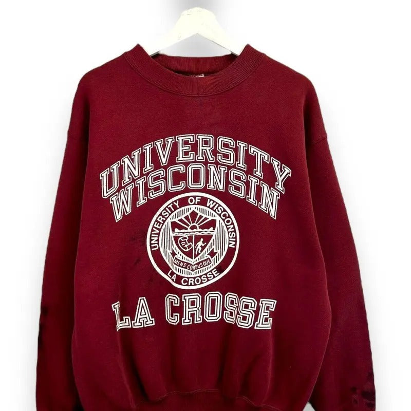 Vintage 80s 90s University Wisconsin NCAA Lacrosse - Adult & Kids T-Shirts, Sweatshirts & Hoodies apparel design preview 1