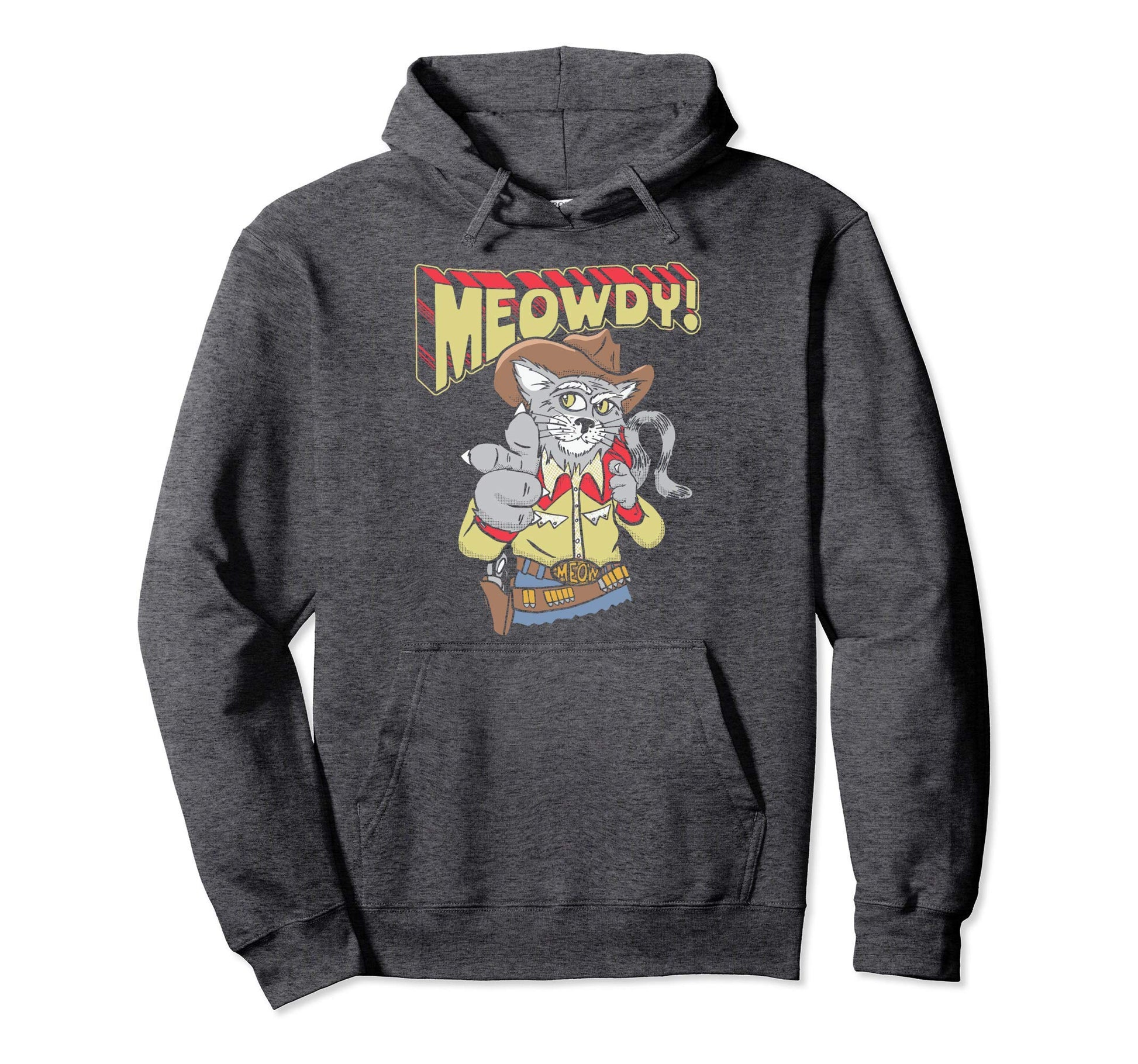 Meowy Partner Funny Cowboy Cat Western Hoodie - Custom Art Print for Adults - T-Shirt, Sweatshirt, Hoodie