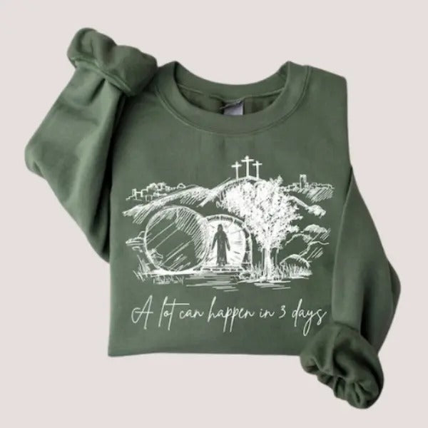 Lot Can Happen 3 Days Vintage Easter Jesus - Adult & Kids T-Shirts, Sweatshirts & Hoodies apparel design preview 1