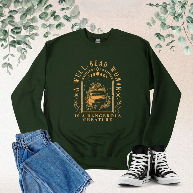 Well Read Woman Is Dangerous Creature Bookish Book - Adult & Kids T-Shirts, Sweatshirts & Hoodies apparel design preview 1