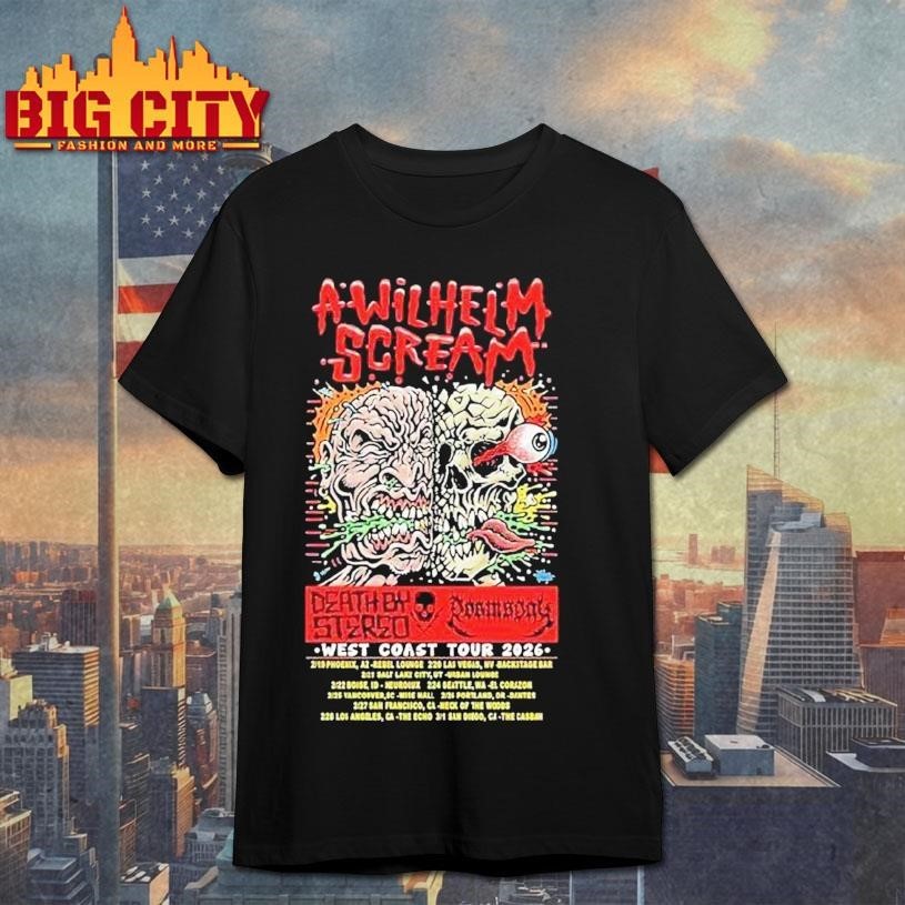 A Wilhelm Scream West Coast Tour 2026 Skull Brain - Adult & Kids T-Shirts, Sweatshirts & Hoodies apparel design preview 1