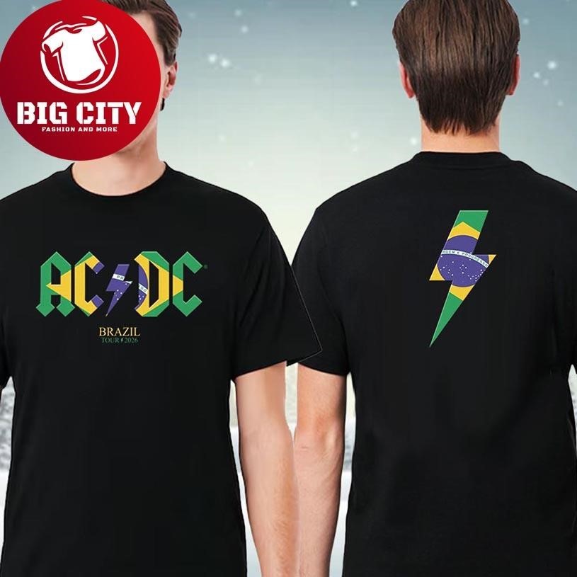 AC DC Brazil PWR UP Tour 2026 Merchandise Two Sided - Adult & Kids T-Shirts, Sweatshirts & Hoodies apparel design preview 1