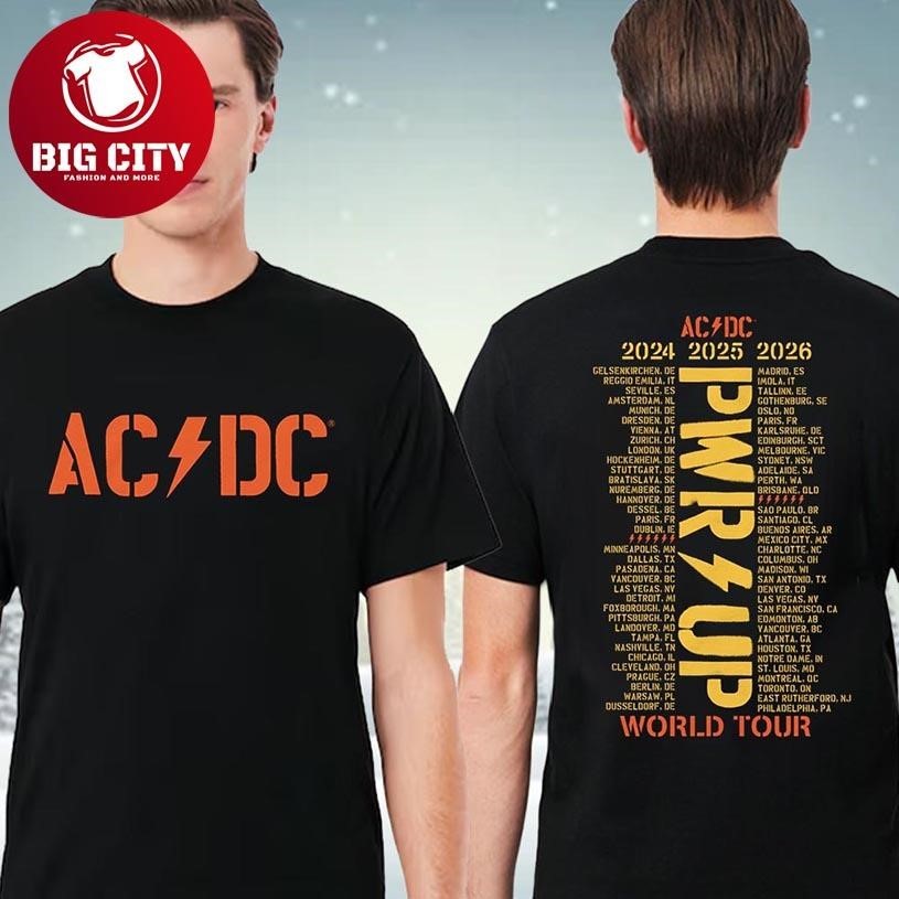 AC DC PWR UP World Tour Dates And Places 2024-2026 - Adult & Kids T-Shirts, Sweatshirts & Hoodies apparel design preview 1