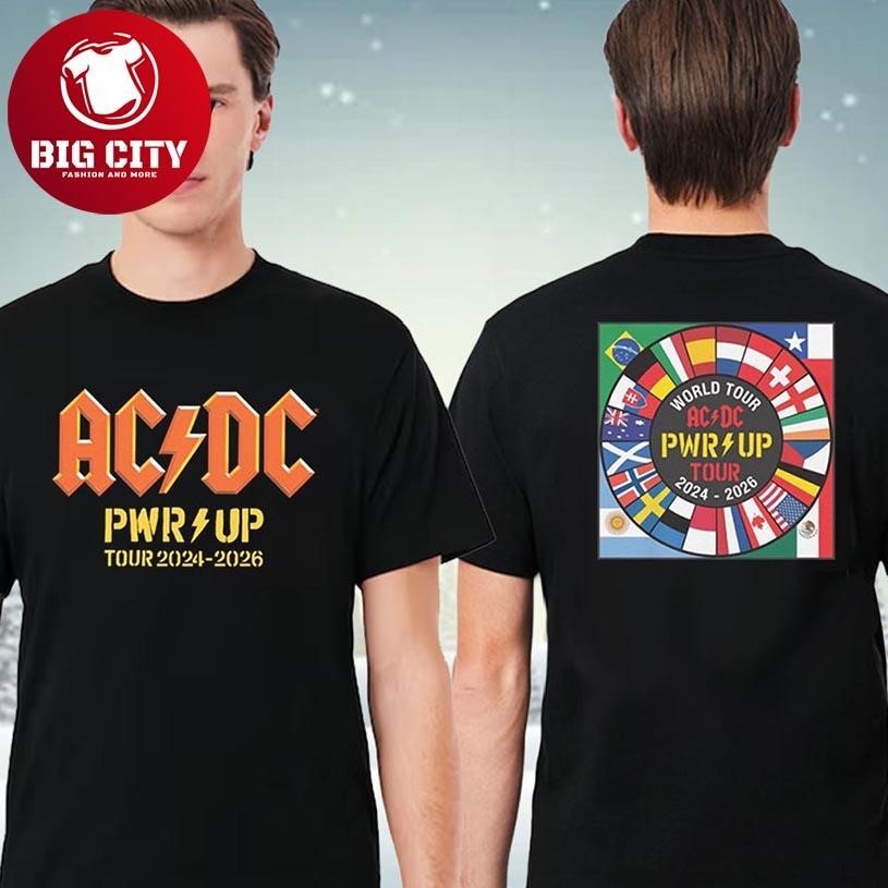 AC DC PWR UP World Tour Flags 2024-2026 Two Sided - Adult & Kids T-Shirts, Sweatshirts & Hoodies apparel design preview 1