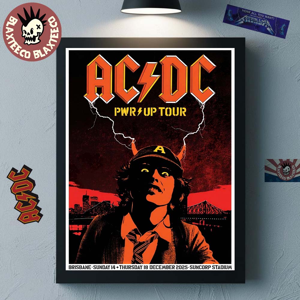 ACDC Brisbane PWR Up Tour Poster Australia At Suncorp - Adult & Kids T-Shirts, Sweatshirts & Hoodies apparel design preview 1