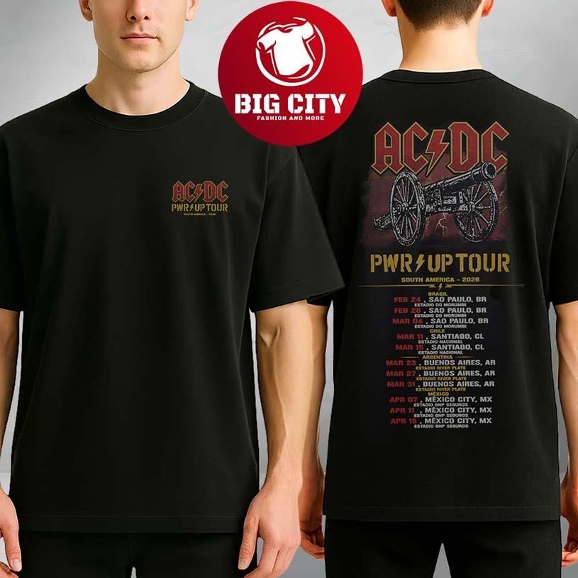 ACDC PWR UP Tour South America 2026-2028 Cannon Two - Adult & Kids T-Shirts, Sweatshirts & Hoodies apparel design preview 1