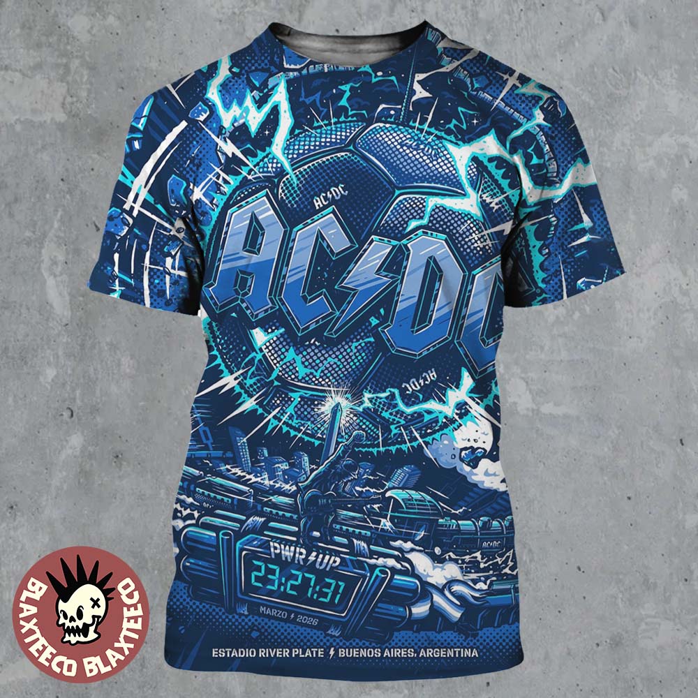 ACDC PWR Up Buenos Aires Argentina 2026 Venue Poster - Adult & Kids T-Shirts, Sweatshirts & Hoodies apparel design preview 1