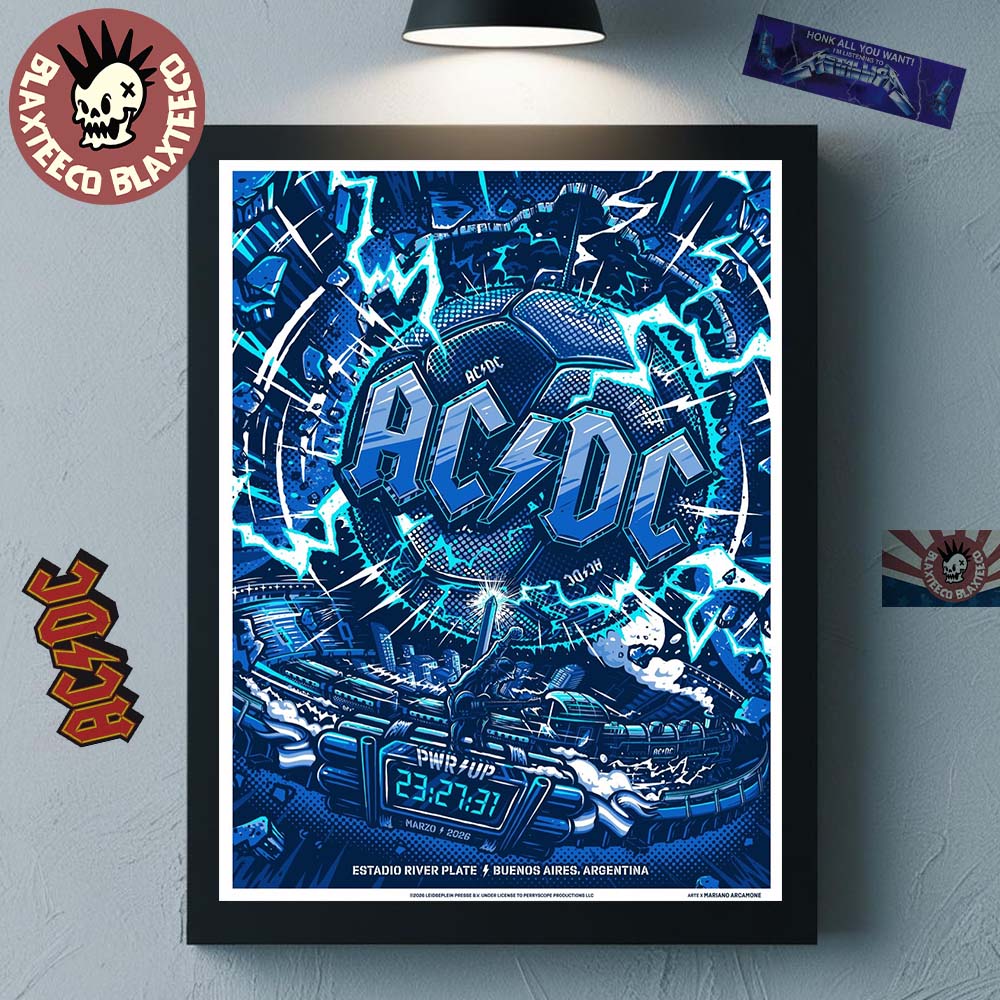 ACDC PWR Up Buenos Aires Argentina 2026 Venue Poster - Adult & Kids T-Shirts, Sweatshirts & Hoodies apparel design preview 1
