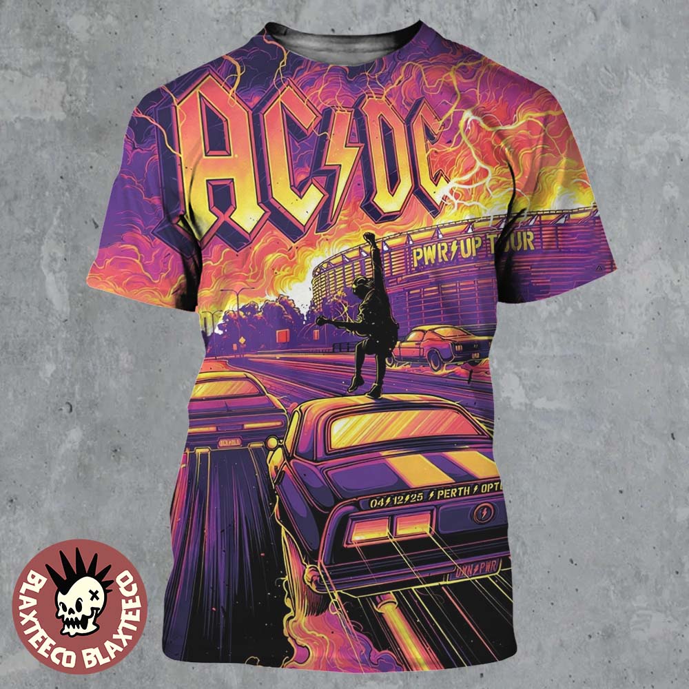 ACDC Perth Australia 2025 Event Poster PWR Up Tour At - Adult & Kids T-Shirts, Sweatshirts & Hoodies apparel design preview 1