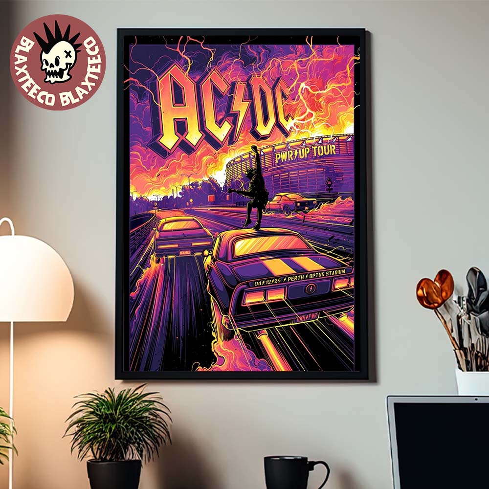 ACDC Perth Australia 2025 Event Poster PWR Up Tour At - Adult & Kids T-Shirts, Sweatshirts & Hoodies apparel design preview 1