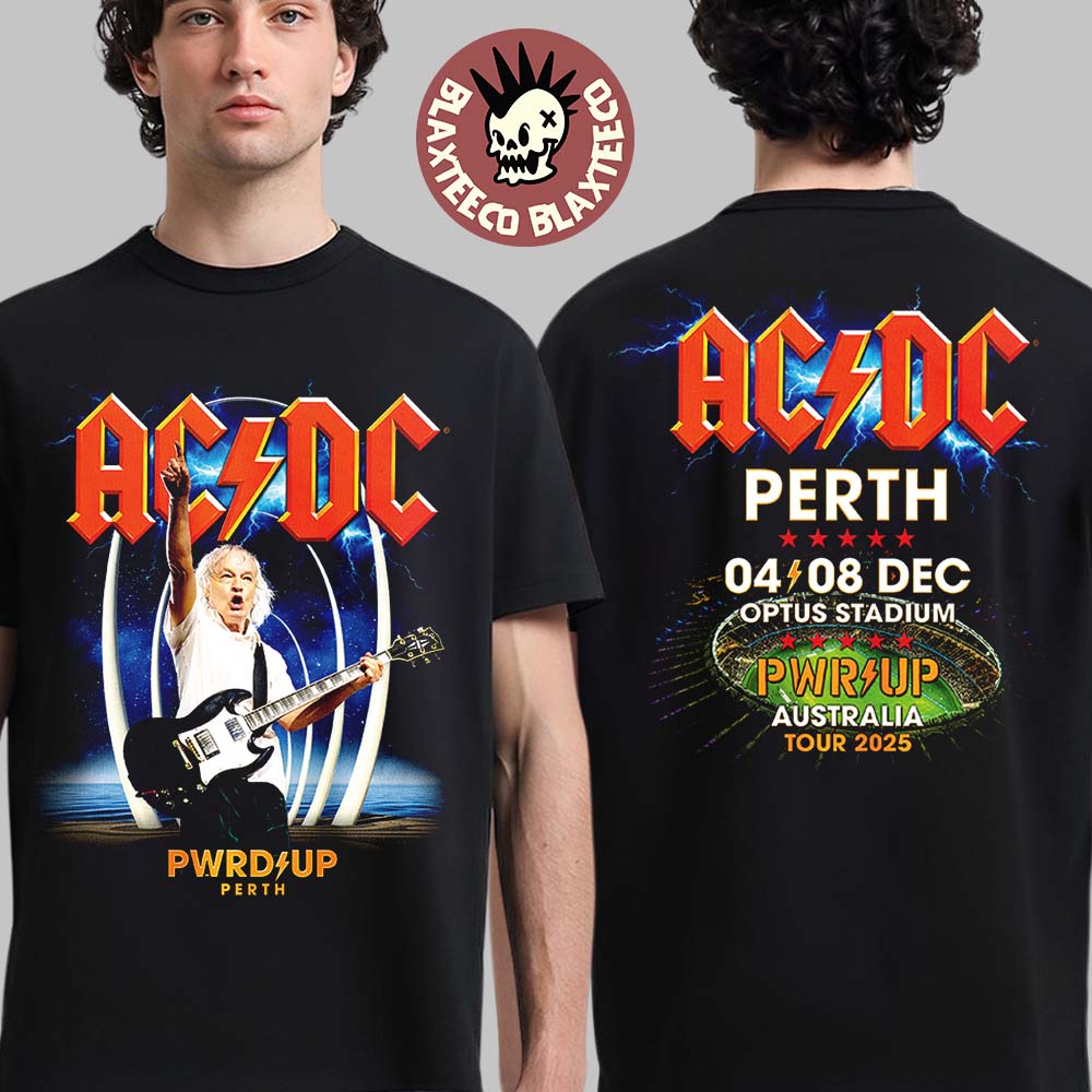 ACDC Perth Australia 2025 Event PWR Up Tour At Optus - Adult & Kids T-Shirts, Sweatshirts & Hoodies apparel design preview 1