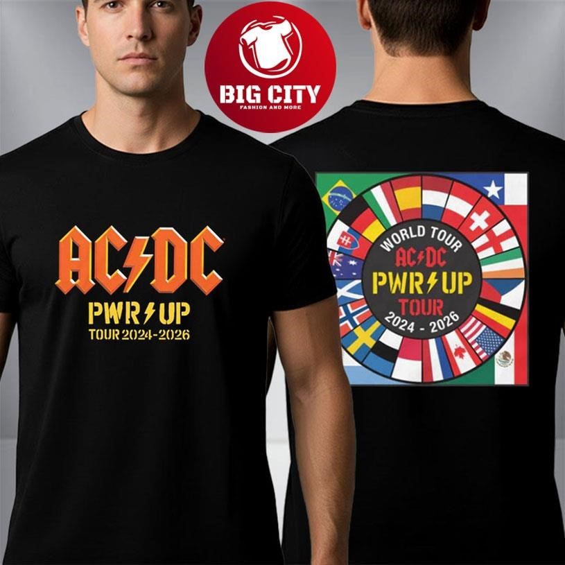 ACDC Pwr Up World Tour 2024 2026 Flags Two Sided - Adult & Kids T-Shirts, Sweatshirts & Hoodies apparel design preview 1