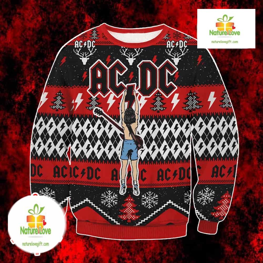 ACDC Angus Young Guitar Holiday Knit Ugly Christmas Sweater - Holiday Gift product image