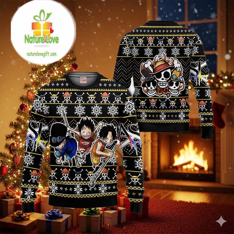 ASL Pirates Anime Xmas Gifts One Piece Ugly Christmas Sweater - Holiday Gift product image
