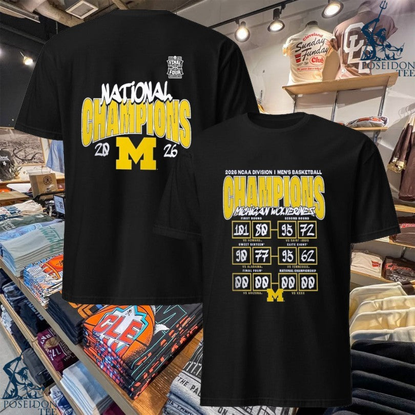 Michigan Wolverines 2026 Ncaa Men's Basketball - Adult & Kids T-Shirts, Sweatshirts & Hoodies apparel design preview 1