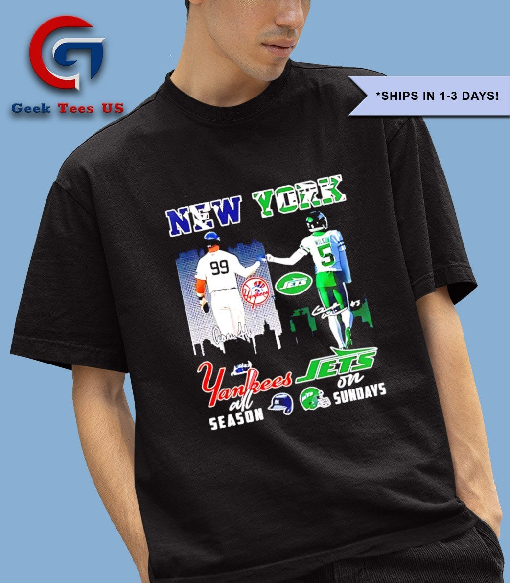 Aaron Judge and Zach Wilson Yankees all Season Jets - Adult & Kids T-Shirts, Sweatshirts & Hoodies apparel design preview 1