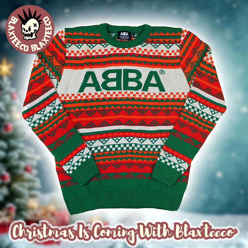 Abba Logo In Brocade Motifs Colorful Pattern Gift For Fans Personalized Ugly Christmas Sweater - Holiday Gift product image