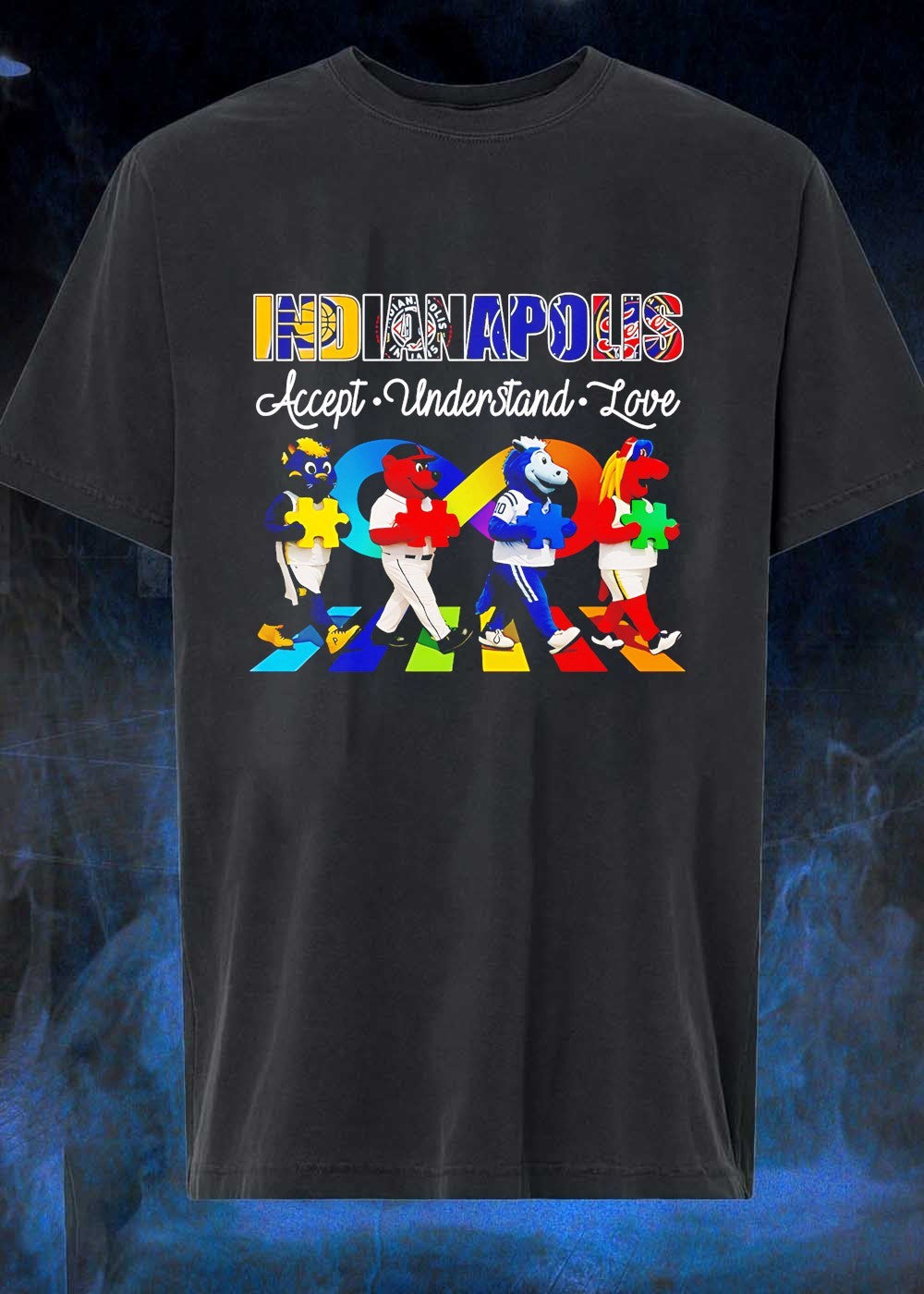Accept Understand Love Indianapolis Mascots Puzzle - Adult & Kids T-Shirts, Sweatshirts & Hoodies apparel design preview 1