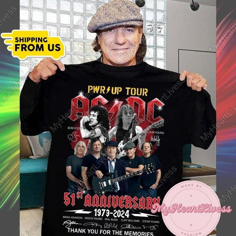 Acdc 51st Anniversary 1973 2024 Thank You Memories - Adult & Kids T-Shirts, Sweatshirts & Hoodies apparel design preview 1